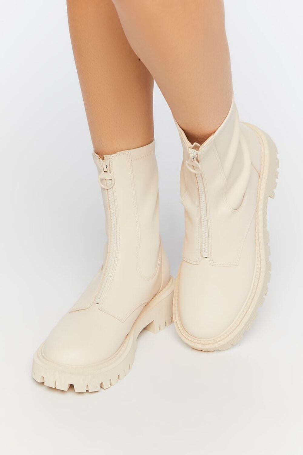 CREAM Zip-Front Faux Leather Booties, image 1