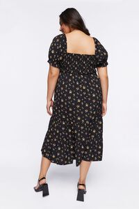 BLACK/MULTI Plus Size Floral Puff-Sleeve Dress, image 3