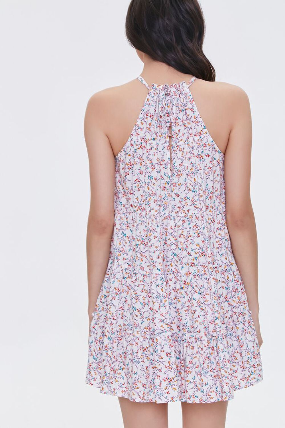 CREAM/PURPLE Floral Print Mini Dress, image 3