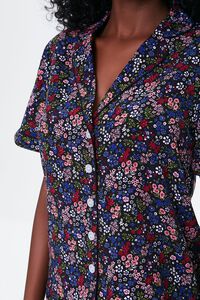 BLACK/RED Ditsy Floral Pajama Shirt & Shorts Set, image 5