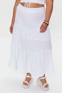 WHITE Plus Size Tiered Maxi Skirt, image 2
