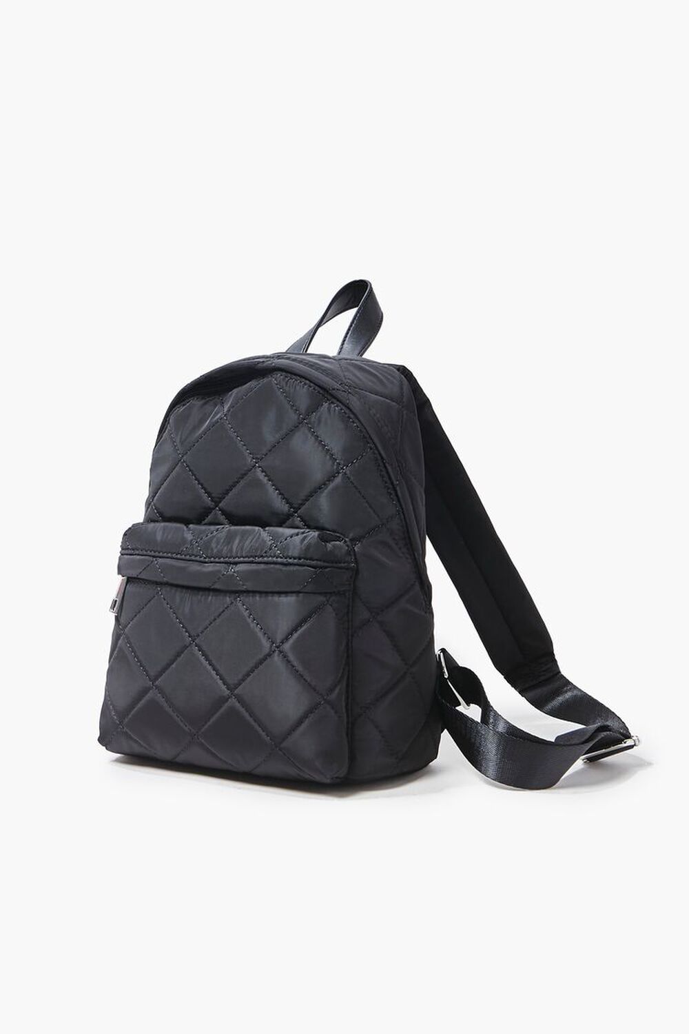 BLACK Quilted Zip-Up Backpack, image 2