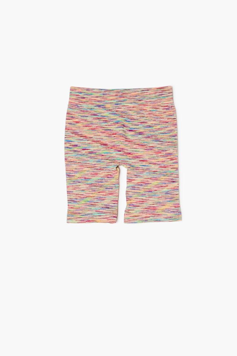 YELLOW/MULTI Girls Marled Knit Seamless Biker Shorts (Kids), image 2