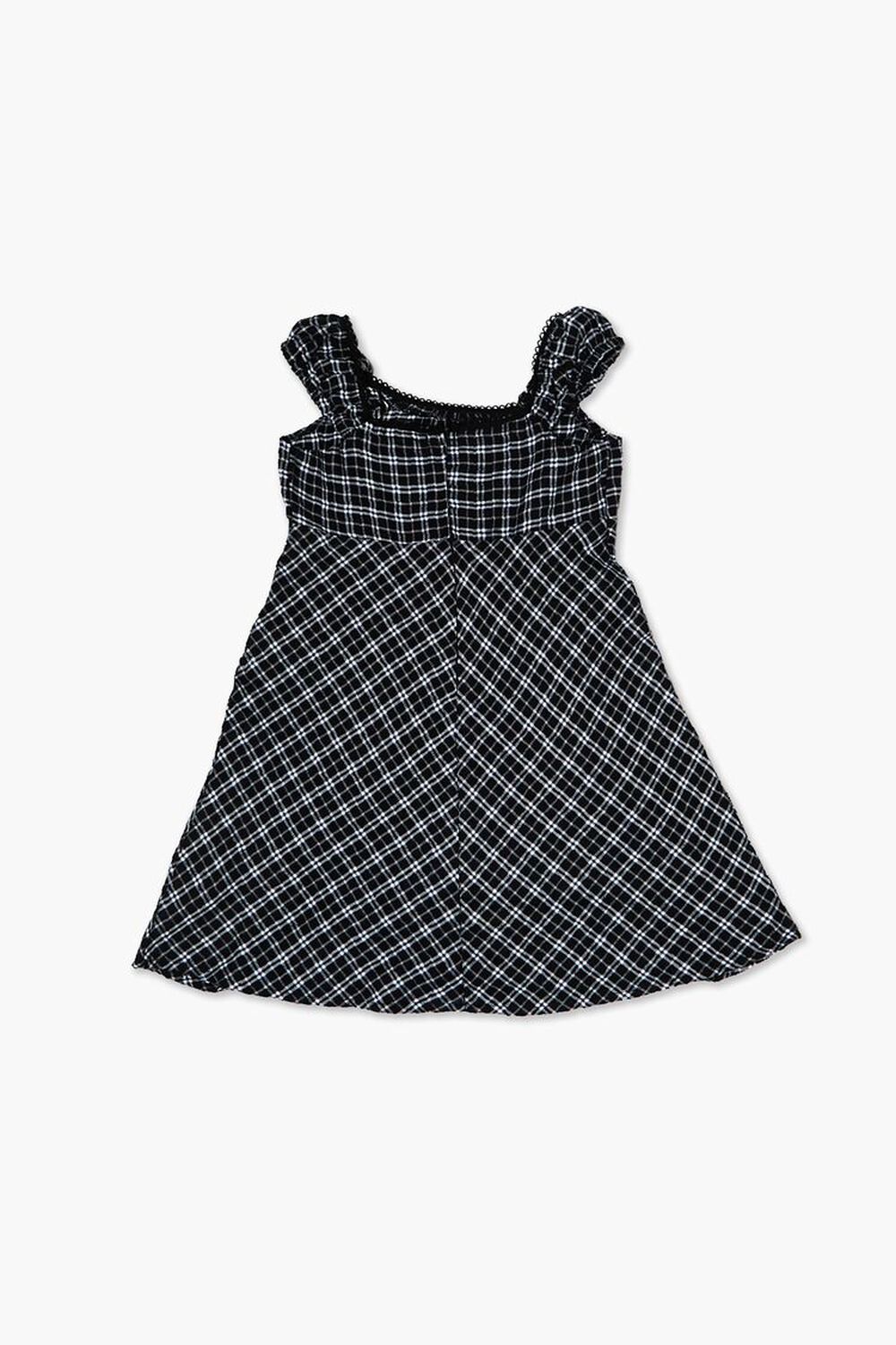 BLACK/MULTI Girls Plaid Cap-Sleeve Dress (Kids), image 2
