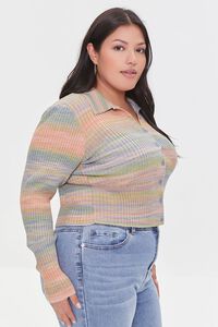 BLUE/MULTI Plus Size Space Dye Cardigan Sweater, image 2