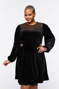 BLACK Plus Size Velour Cutout Mini Dress, image 1