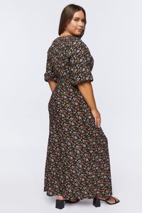 BLACK/MULTI Plus Size Floral A-Line Maxi Dress, image 3