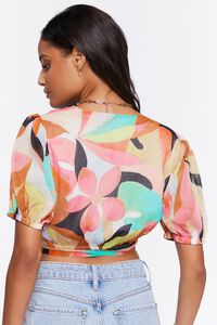 PINK/MULTI Floral Print Cropped Wrap Top, image 3