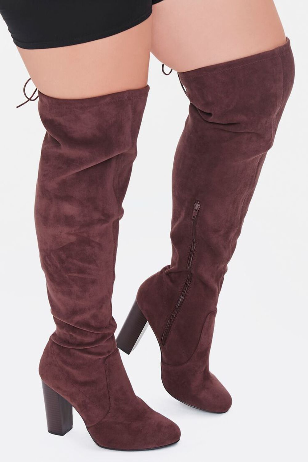 BROWN Faux Suede Knee-High Boots (Wide), image 1