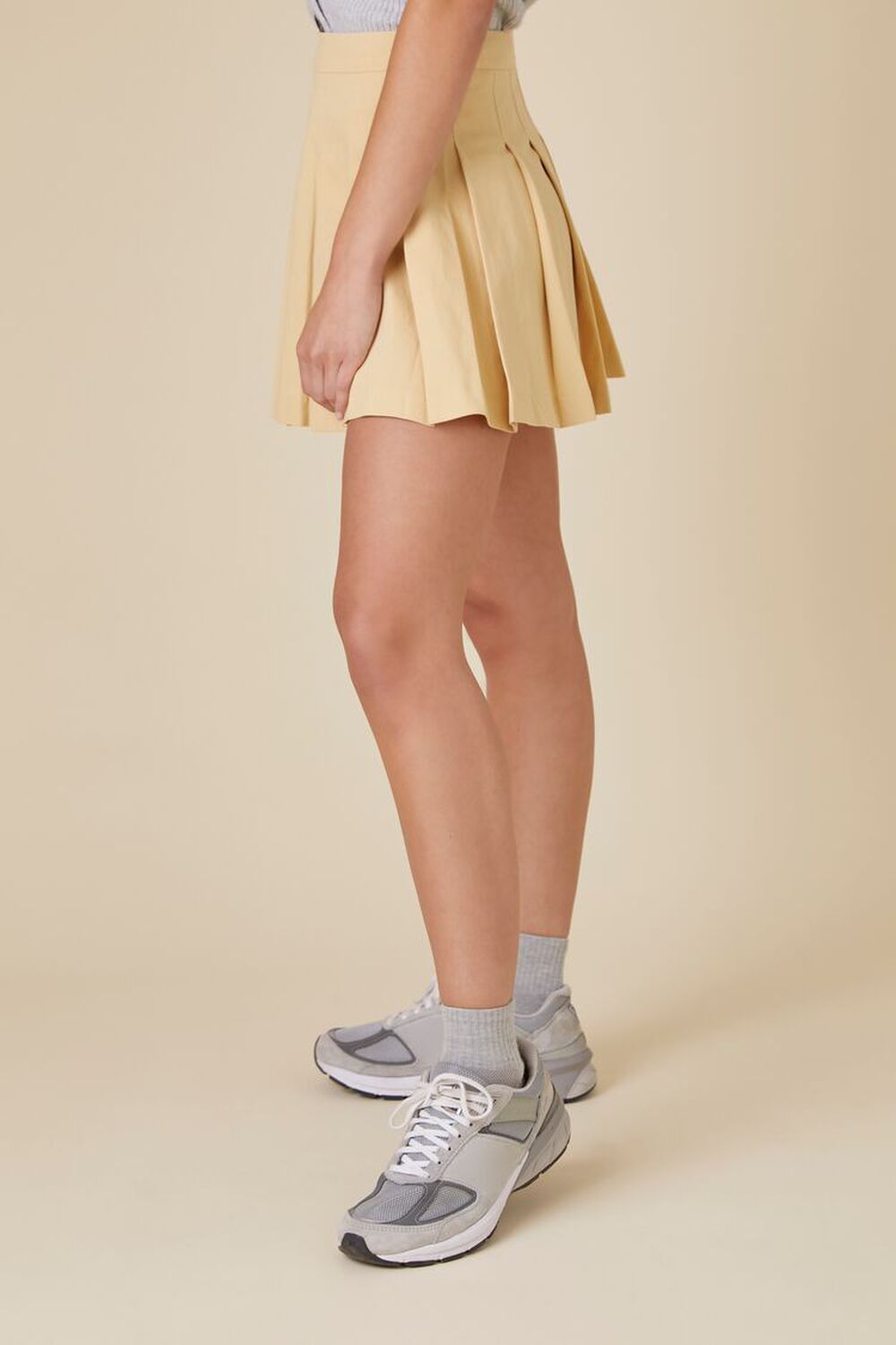 KHAKI Pleated Uniform Mini Skirt, image 3