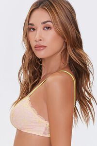 NUDE/NEON YELLOW Floral Lace Cutout Bralette, image 2
