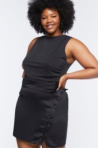 BLACK Plus Size Fitted Tuxedo Mini Skirt, image 1