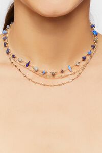 BLUE/GOLD Faux Stone Layered Necklace, image 1