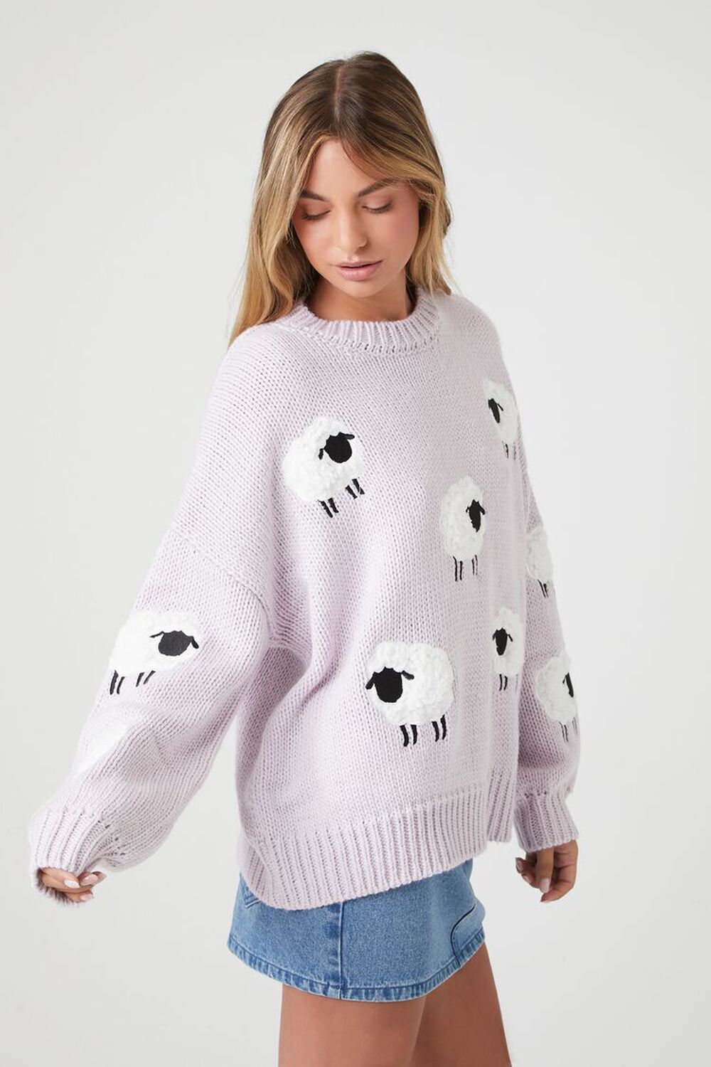 LAVENDER Sheep Drop-Sleeve Sweater, image 2