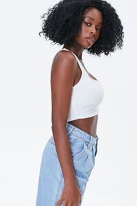 IVORY Ribbed Knit Crop Top, image 2