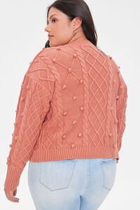 RUST Plus Size Ball Knit Cardigan Sweater, image 3
