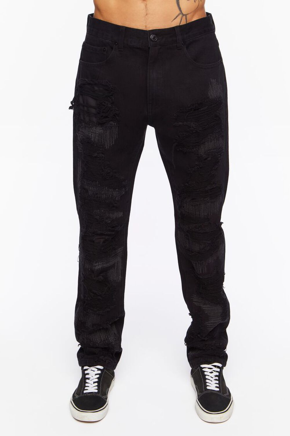 BLACK Destroyed Slim-Fit Jeans, image 2