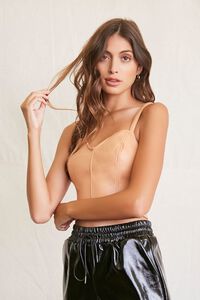 CAMEL Quilted Faux Leather Cami, image 1
