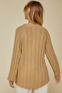 BEIGE Ribbed Cardigan Sweater, image 4