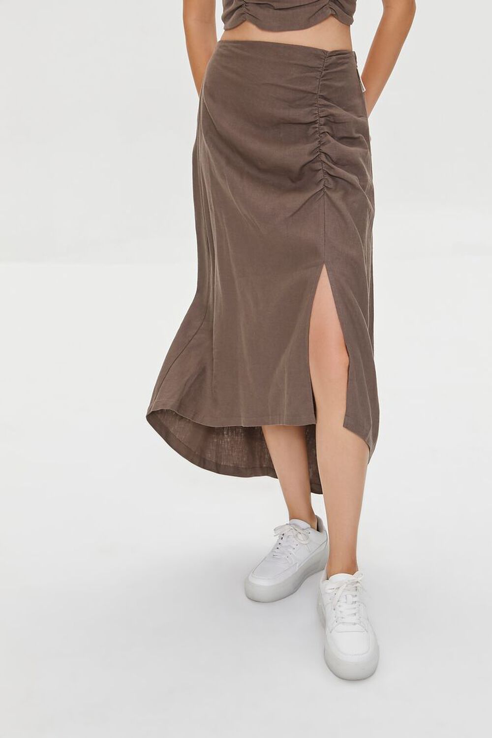 TAUPE Kendall + Kylie Linen-Blend Skirt, image 2