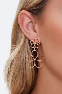 GOLD Cutout Floral Drop Earrings, image 1