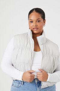 SILVER Plus Size Quilted Puffer Vest, image 6