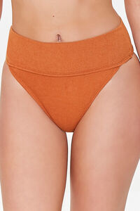 Terry Cloth High-Leg Bikini Bottoms, image 4