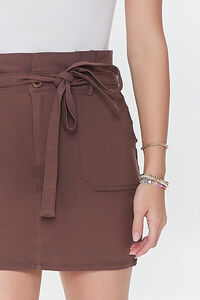 BROWN Belted Paperbag Mini Skirt, image 6