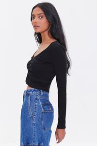 BLACK Ruched Button-Up Top, image 2
