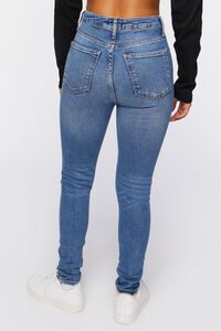 DARK DENIM Recycled Cotton Distressed Skinny Jeans, image 4
