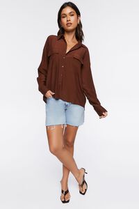 BROWN High-Low Buttoned Shirt, image 4