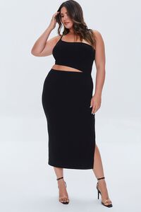 BLACK Plus Size One-Shoulder Midi Dress, image 1