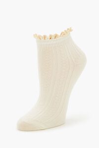 CREAM Ruffle-Trim Pointelle Ankle Socks, image 1