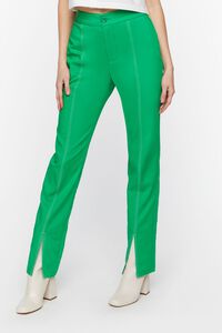 GREEN/WHITE Contrast-Trim Split-Hem Pants, image 2