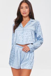 CLOUD Floral Shirt & Shorts Pajama Set, image 1