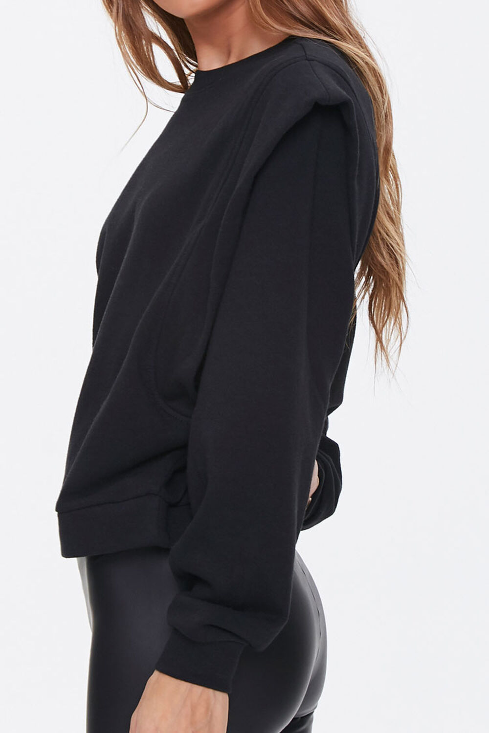 BLACK French Terry Layered Pullover, image 2