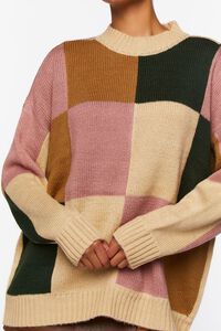 MOCHA/MULTI Colorblock Mock Neck Sweater, image 5