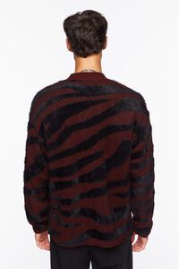BROWN/BLACK Plush Zebra Print Cardigan Sweater, image 4