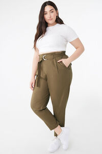 Plus Size Belted Paperbag Pants, image 4