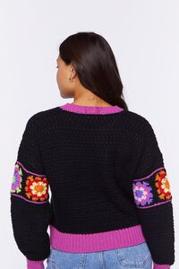 BLACK/MULTI Floral Crochet Sweater, image 3