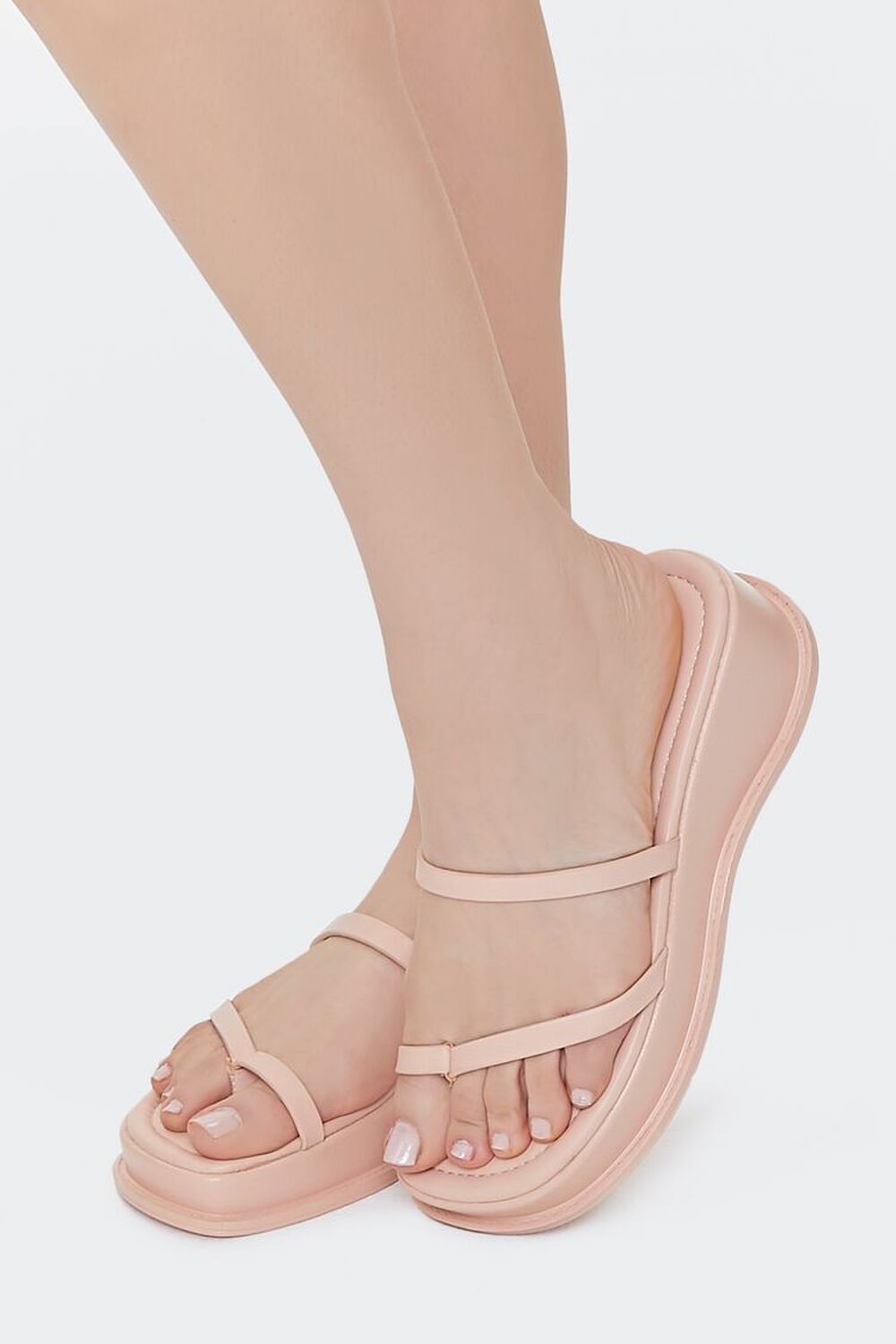 BLUSH Faux Leather Toe-Loop Wedges, image 1