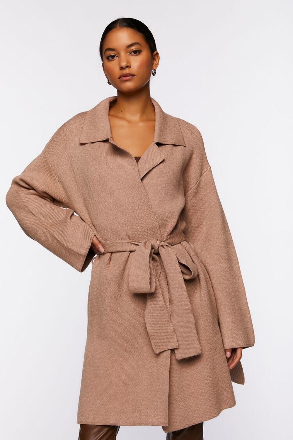 TAUPE Belted Duster Cardigan, image 1