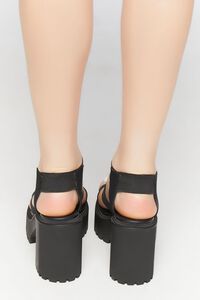 BLACK Strappy Platform Lug Sandals, image 3