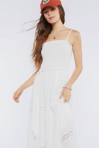 WHITE Belted Lace-Trim Cami Maxi Dress, image 4