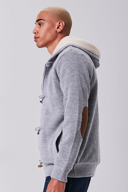HEATHER GREY Ribbed Hooded Zip-Up Sweater, image 2