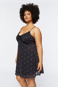 BLACK/WHITE Plus Size Star Print Slip Dress, image 2