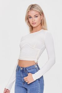 IVORY Heathered Ribbed Henley Top, image 1
