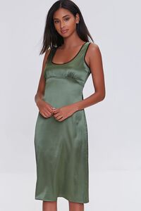 OLIVE Satin Lace-Trim Dress, image 1