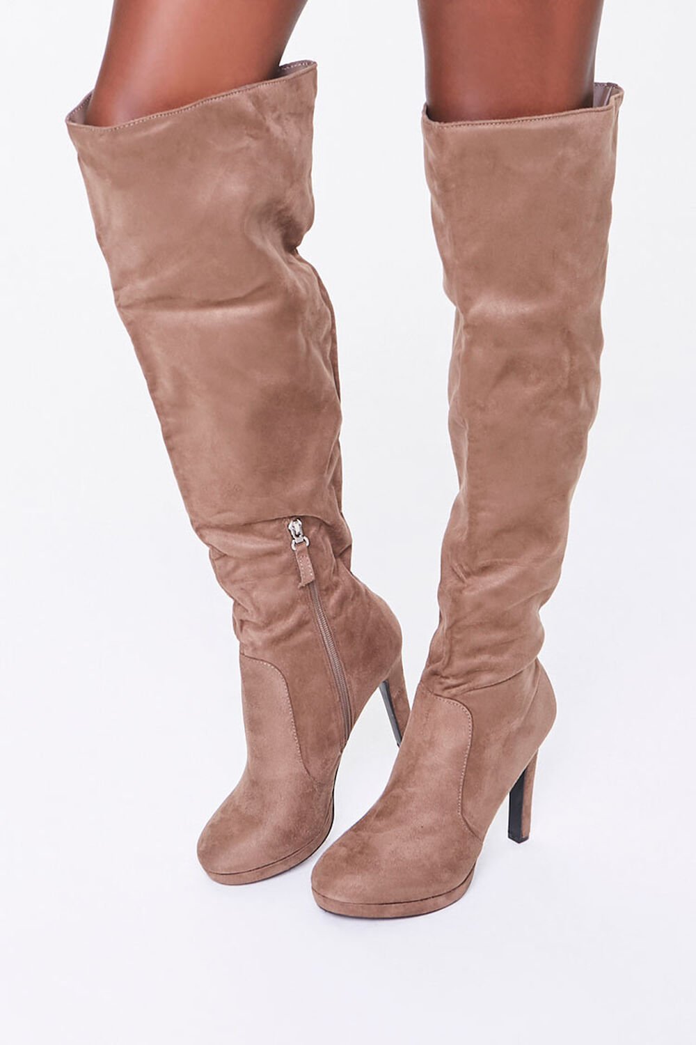 TAUPE Faux Suede Stiletto Boots, image 1