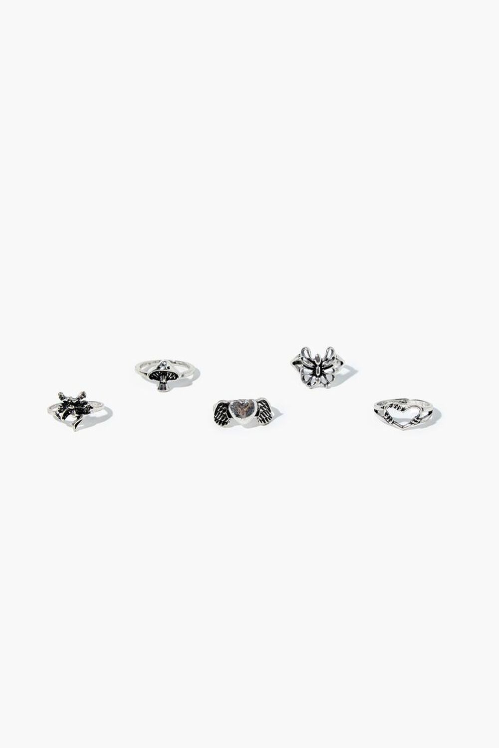 SILVER Butterfly Charm Ring Set, image 1